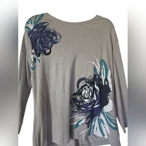 Nicole Miller Floral 3/4 Sleeve Top Women XL